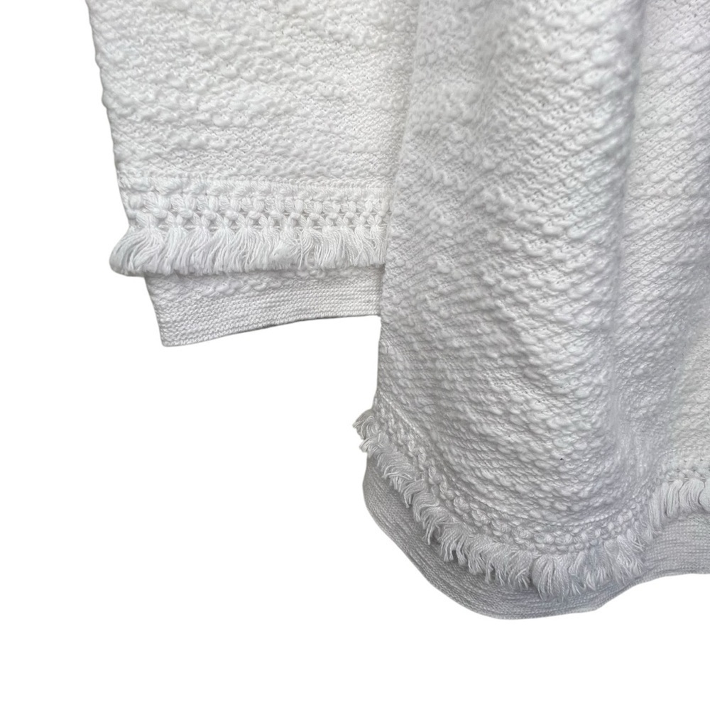 J. Jill 100% Cotton Open Front Long Line Fringed Hoodie Size Small NWT - Picture 5 of 9